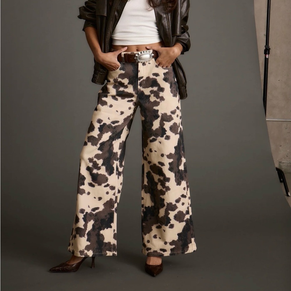 12th Tribe Black and Cream Flare Jeans